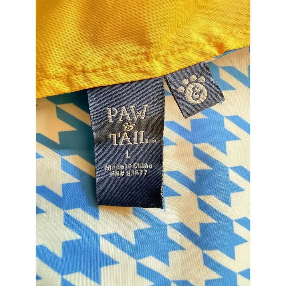 Paw & Tail Pet Raincoat Yellow Reflective Hooded Dog Coat Size Large NWT